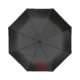 Parapluie noir avec housse et mcanisme d'ouverture manuelle.