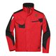 Veste de travail rouge en mlange polyester-coton avec fermeture clair et poches multiples.