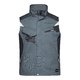 Gilet de travail gris fonc en mlange polyester-coton avec plusieurs poches et fermeture clair.