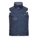 Gilet de travail bleu marine en mlange polyester-coton avec fermeture clair intgrale et plusieurs poches.