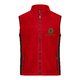 Veste polaire rouge en polyester avec fermeture clair intgrale et poches latrales.