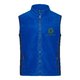 Gilet en polaire polyester bleu avec fermeture clair intgrale et poches latrales.
