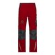 Pantalon de travail rouge et noir en mlange polyester-coton avec poches multiples.