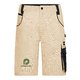 Short de travail beige/noir en polyester et coton avec plusieurs poches.