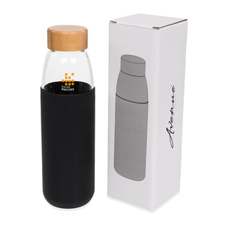 Bouteille sport en verre de 540 ml avec couvercle en bois Kai